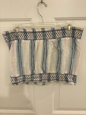 Striped Smocked Tube Top in Pastel Blue and Pink